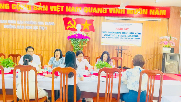 Trường Mầm non Lộc Thọ 1 đón đoàn khảo sát việc triển khai thực hiện Nghị quyết số 28/2025/NQ-HĐND của Hội đồng Nhân dân phường Nha Trang
